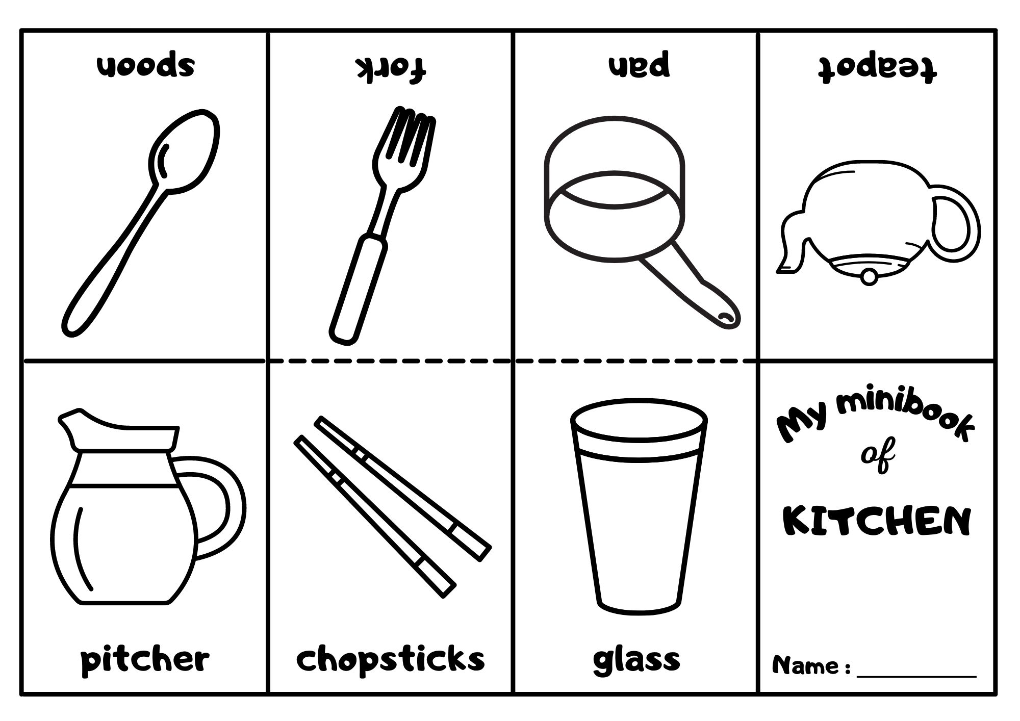 Kitchen Utensils Mini Coloring Book 2